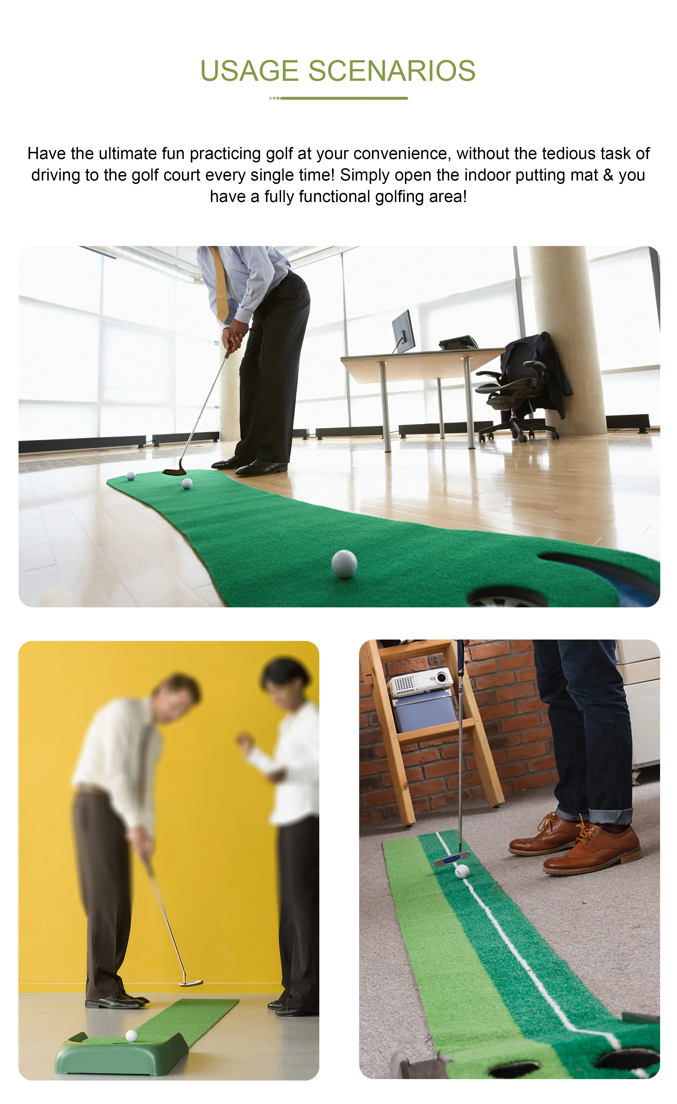 Indoor Driving Range 3 In 1 Golf Practice Training Mat Golf Putter