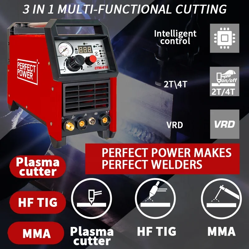 6 in 1 Both Welding Machine and Cutting  CTM-416 Welding Machine Combo Cutting Machine Plasma Cutter MMA MIG Ac/dc Tig Welder
