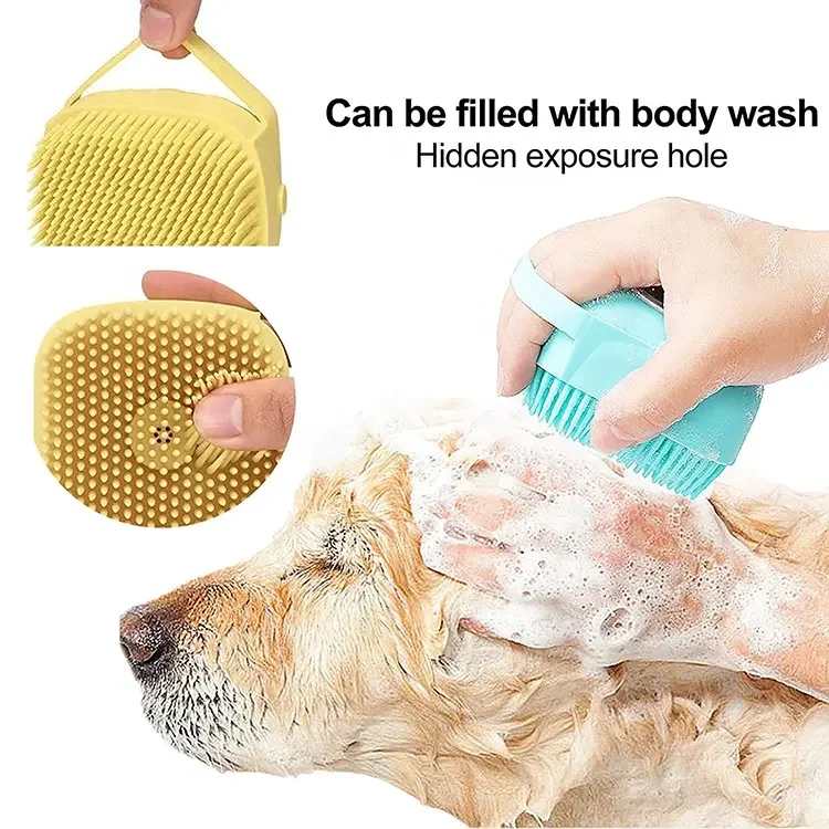 Pet Dog Cat Bath Brush Soft Silicone Shampoo Massager Comb Shower Scrub