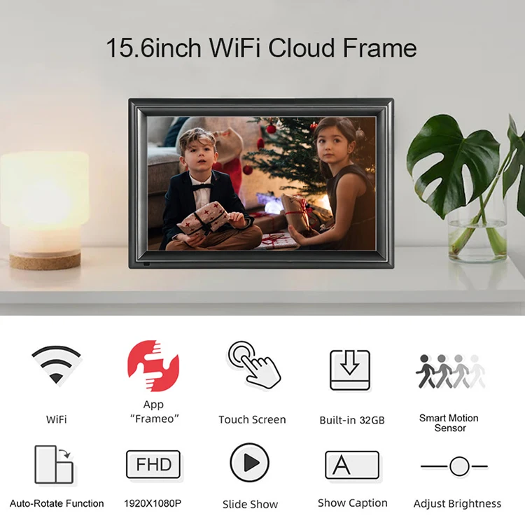 15.6 Inch Wifi Digital Photo Frames Build In 32gb Memory 1920*1080