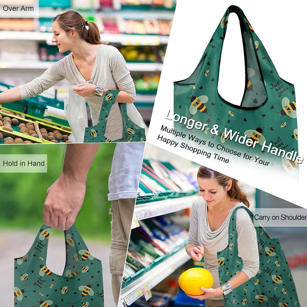 Large Durable Fold up Animal Print Bee butterfly Soft Neoprene Tote Bag