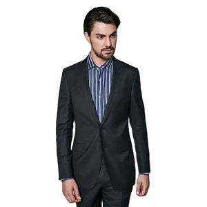 Custom Made Bespoke MTM Factory Promotion Custom 100% Wool Business Formal Slim Fit Black Coat Pant Blazer Set Men Suit for Men