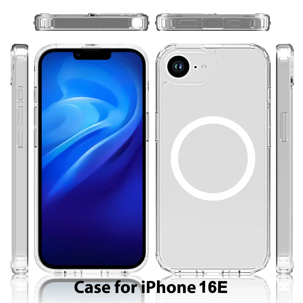 Shockproof Transparent Wireless Charging Case with Screen Protector for iPhone 15 16 Pro Max Magnetic Phone Case