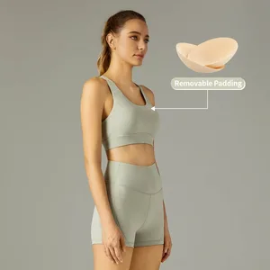 Hot Selling Sleeveless Yoga Wear Set Sports Bra Biker Shorts Custom Logo