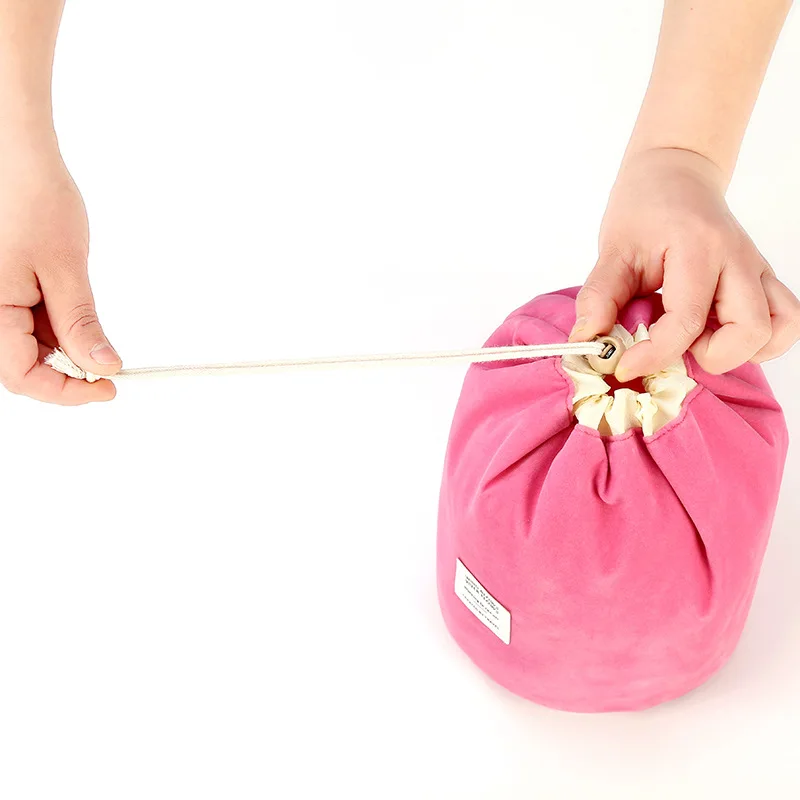 Round Drawstring Makeup Bag, Round Storage Bag Cosmetics