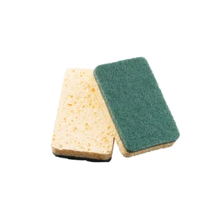 Oem Accept Eco Friendly Dish Sponge Biodegradable Cellulose Sponge Double Side Scouring Pad for Household Cleaning