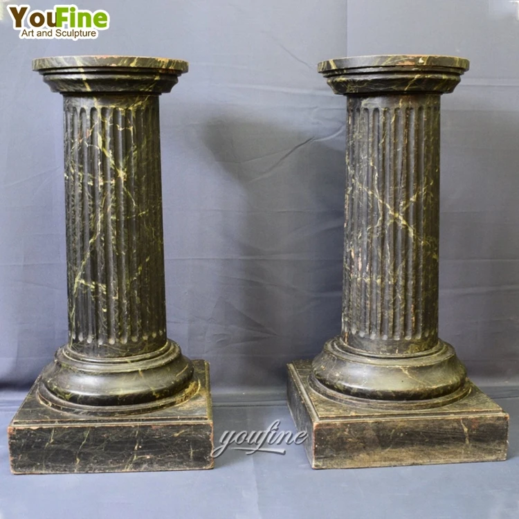 Modern Statue Sculpture Pillar Black Marble Columns Pedestal Stand