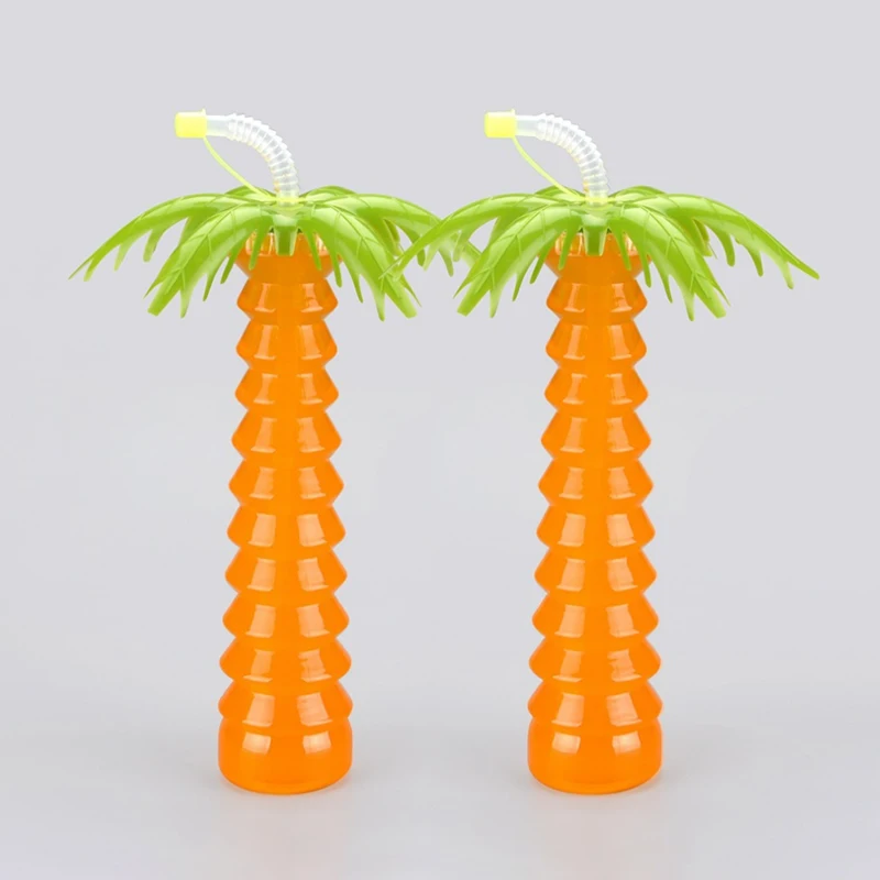 Factory Price Coconut Palm Tree Led Bottle Lights 700 ml Plastic Yard of Beer Glass