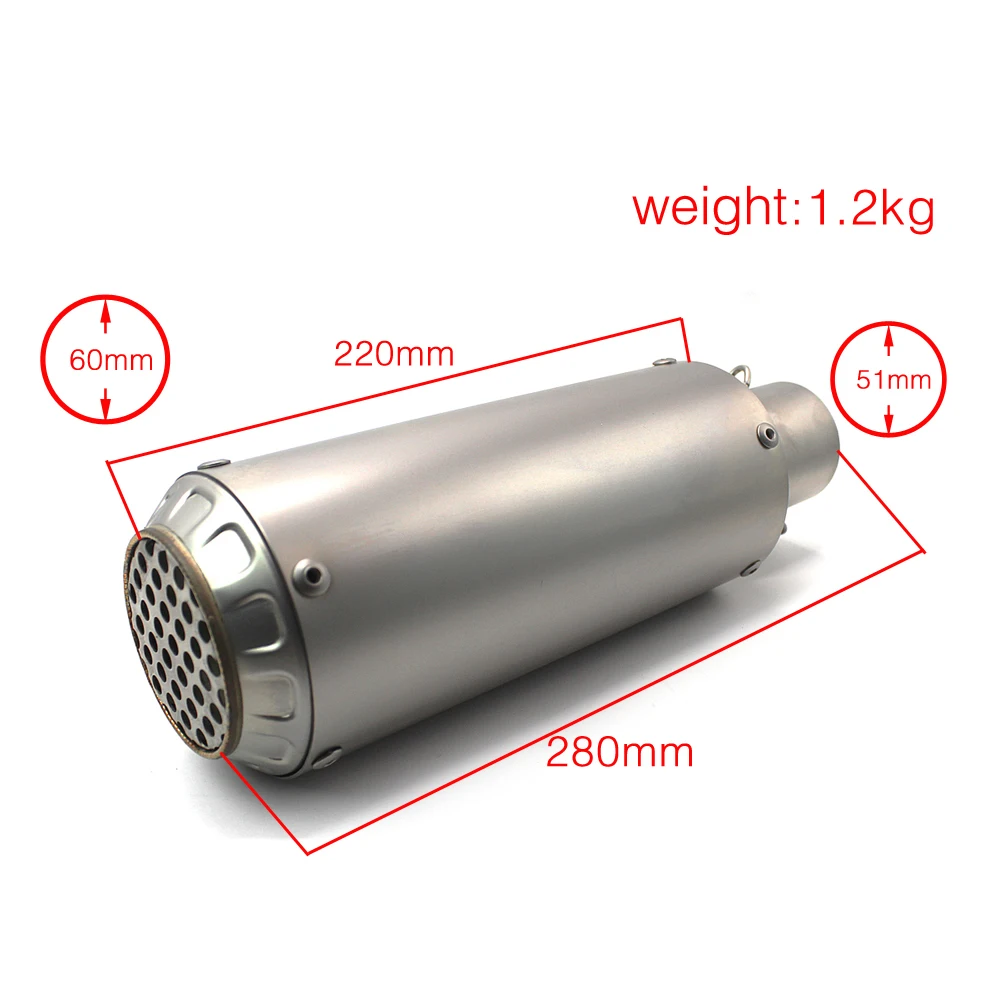 RACEPRO Full Range Universal Motorcycle Exhaust Systems Muffler for CRF350 Ninja 250 R25 KTM PCX 125