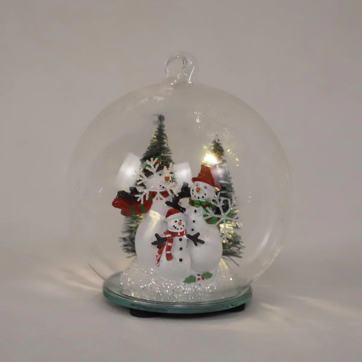 glass hanging ball with led light christmas snow globe light glass ball christmas glass baubles for decoration