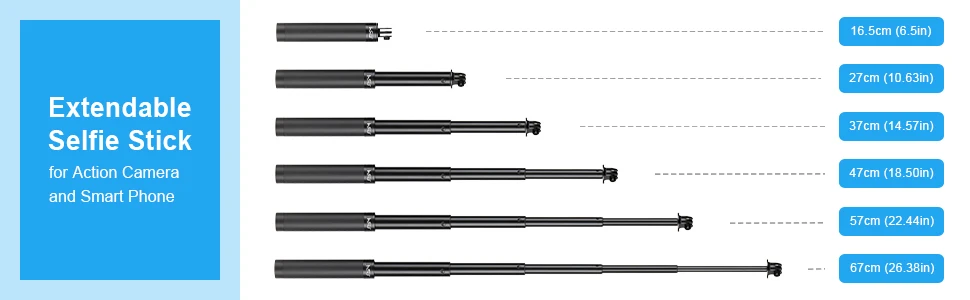 Телескопическая палка для селфи HSU, штатив из алюминиевого сплава для экшн-камер Go Pros Hero DJI OSMO, телефона
