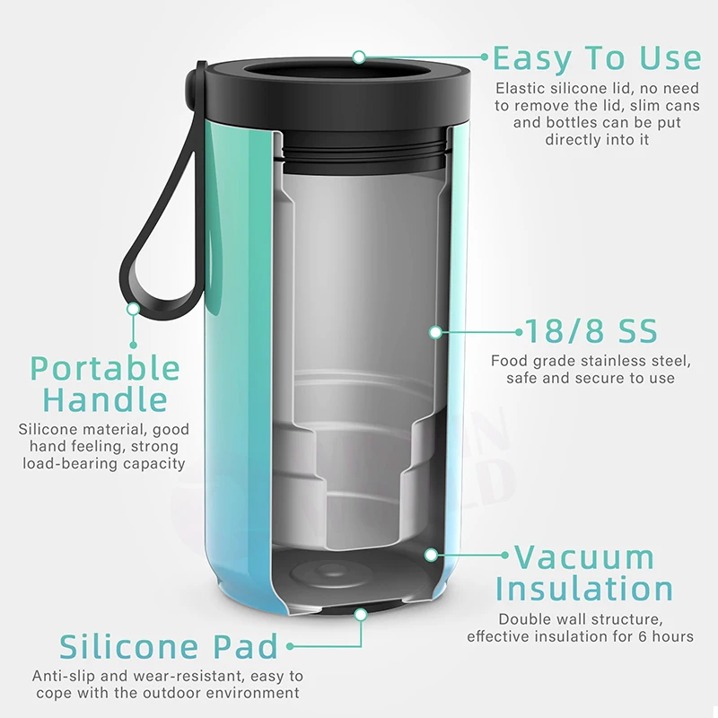 1pc Tumbler 12oz, Stainless Steel Vacuum Insulated Can And Bottle Cooler,  Double Wall Can Cooler For Cans And Bottles, Can Chiller And Metal Cooler