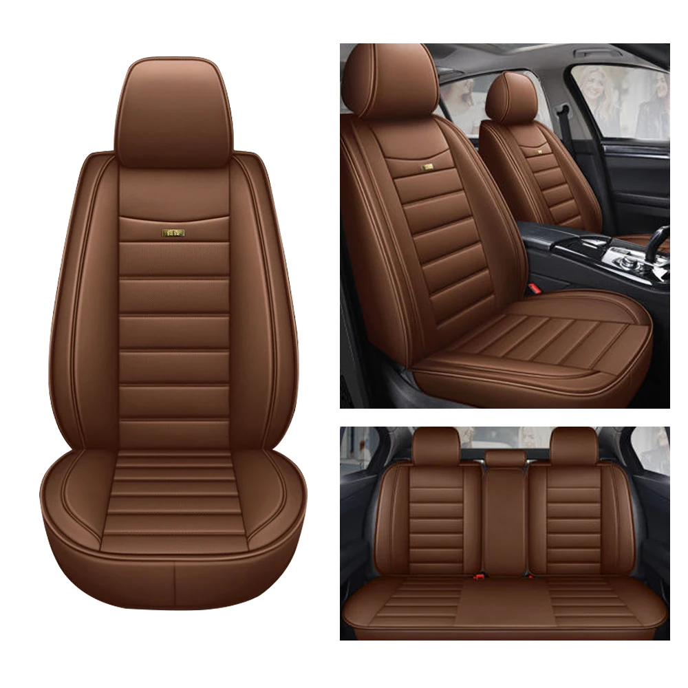 Muchkey Hot Sale Leather 5 Seat Car Seat Cover Full Set Cushions Faux ...