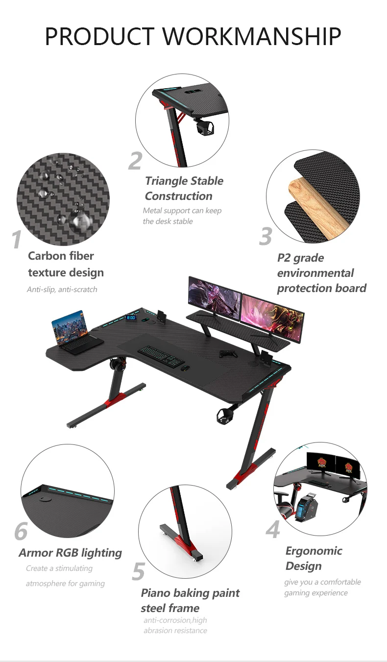 AOR ESPORTS Free Sample Table L Shaped Portable Internet Cafe Glass Stand Foldable Gaming Top Set Wall Computer Desk
