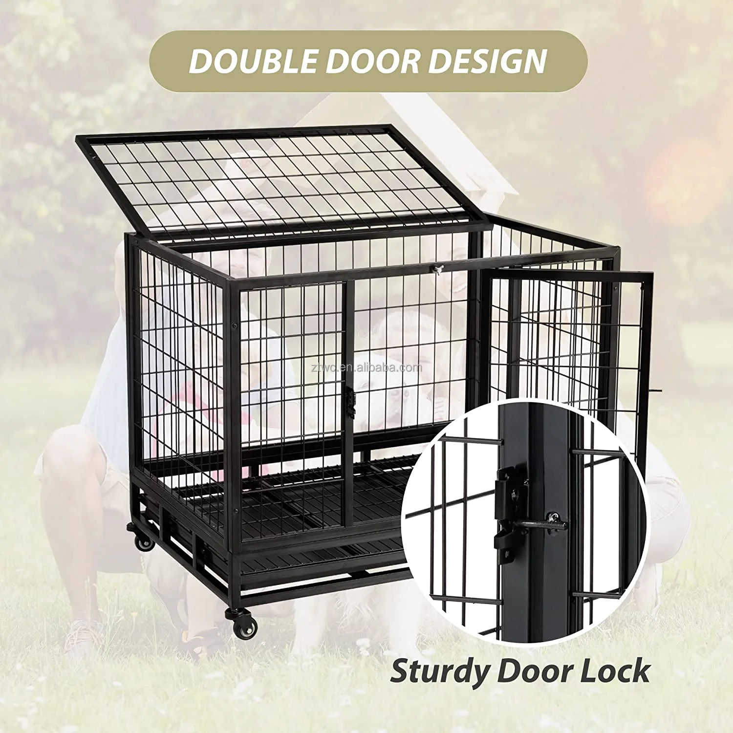 High Quality Wholesale Single Layer Double Door Collapsible Dog Cage
