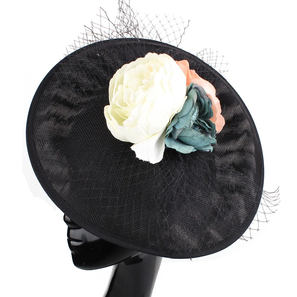 Wholesale vintage Flower Feather fascinator hats with veil for