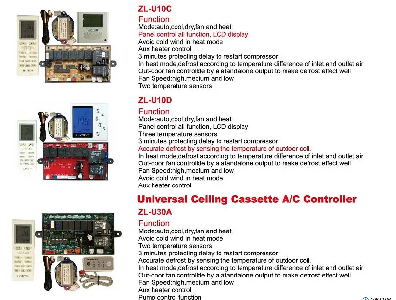 Qdu03c+ Universal Ac Control Board 3 Speed Universal Air Conditioner