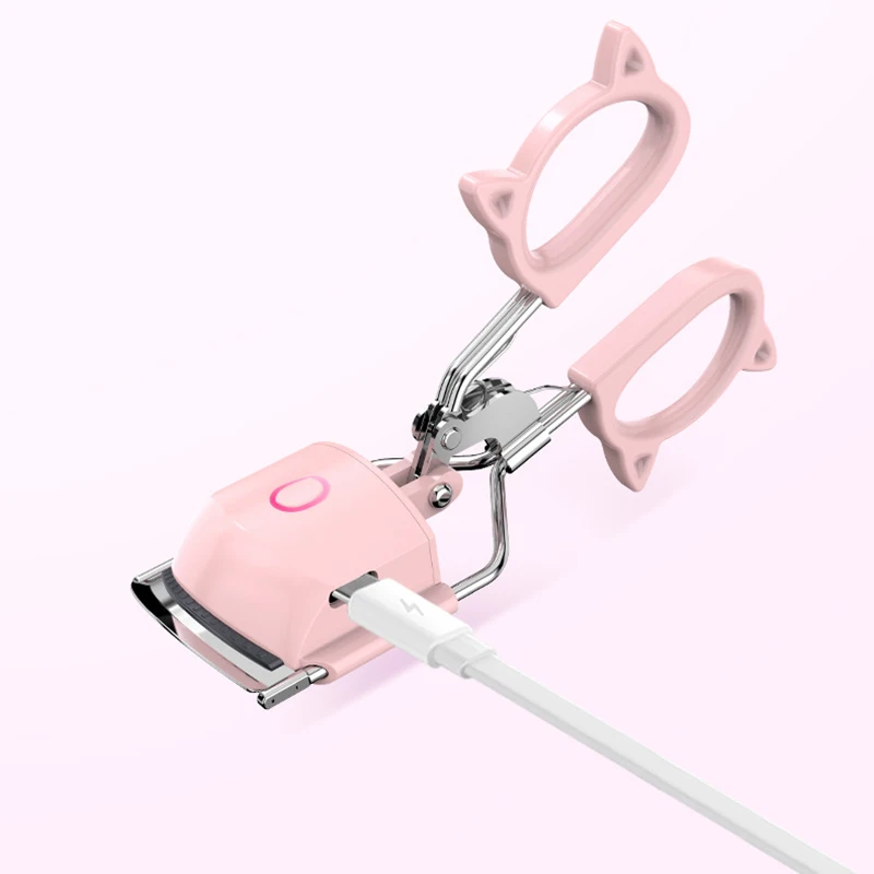 Pink USB-C Rechargeable Heated Eyelash Curler - Gentle Long-Lasting Lift
