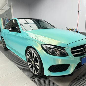 Car Vinyl Wrap self-adhesive PET High Glossy Blue Tiffany chrome Color Changing full body Wrapping Film Car wrap vinyl