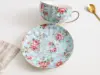 Floral fondo azul (1 taza 1 plato) - 180ml