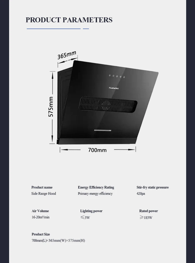 Range Hood 21m3 Large Suction Side Suction Type Removable Household