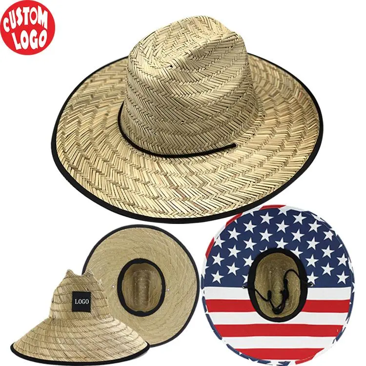 Соломенная шляпа оптовая продажа плоская высокого качества модная широкополая для серфинга с логотипом соломенные шляпы