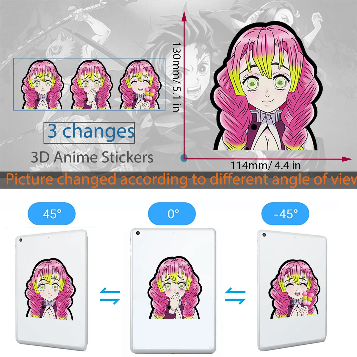 Hologram 3d Lenticular Wall Car Sticker Custom Cute 3d Anime Motion  Stickers With Logo Waterproof Wallpaper Sticker