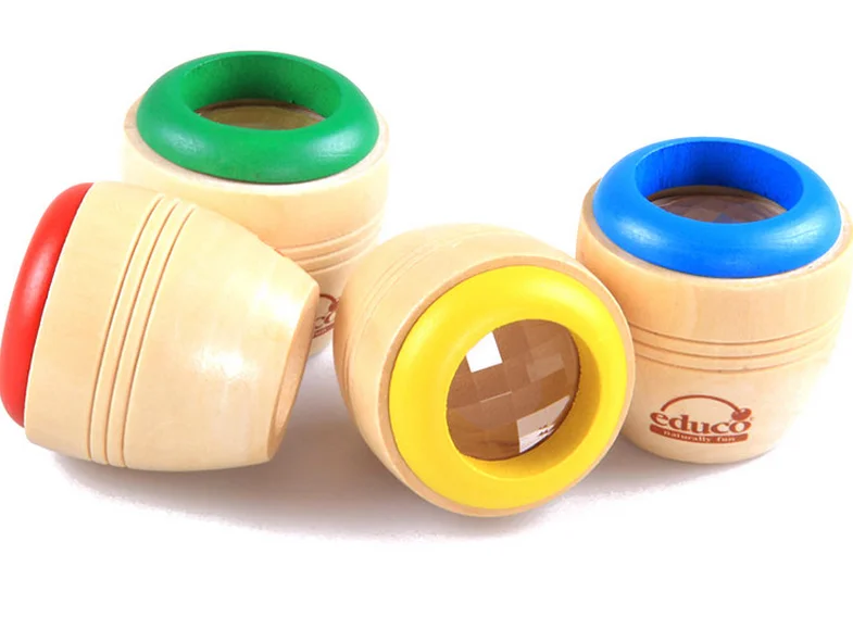 New Design Baby Summer Fun Classic Magic Glasses Lens Eye Spies Kids Toys Wooden Kaleidoscope