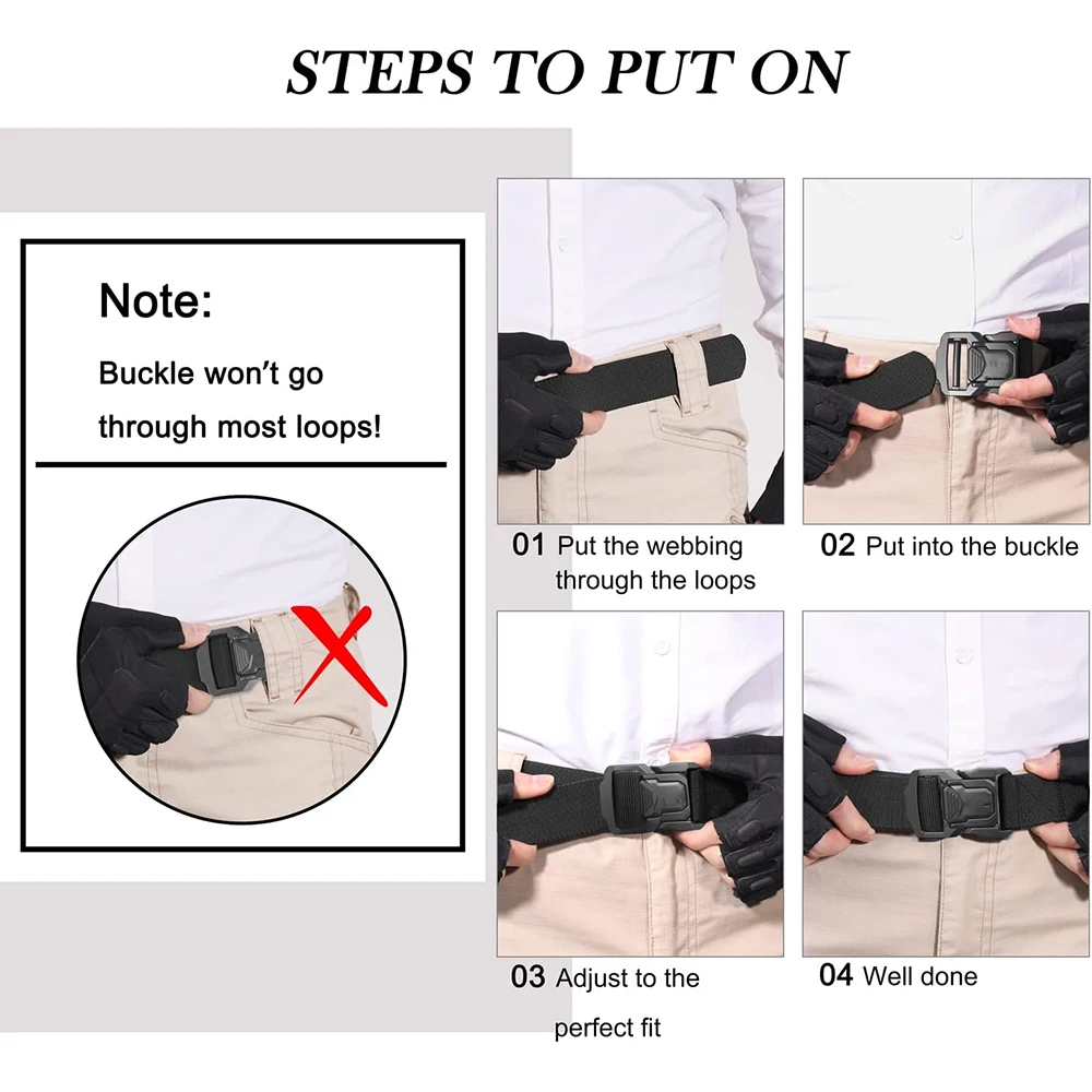 Durable Tactical Belt Rigger Nylon Web Work Belt with Quick Release Heavy Duty Buckle Tactical Belt