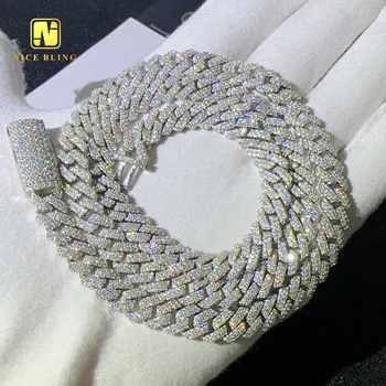 Cheap price 2 rows silver cuban chains hot sale moissanite diamond cuban link 8mm pendant necklace bracelet hip hop jewelry