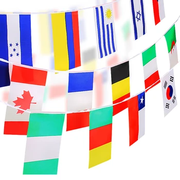 wholesale all countries string flag, bar decor nations colored string flags world cup flags