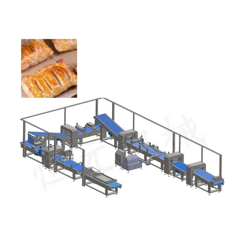 3500 Puff Pastry Making Machine Multi Layers Pastry Dough Production Line Fully Automatic