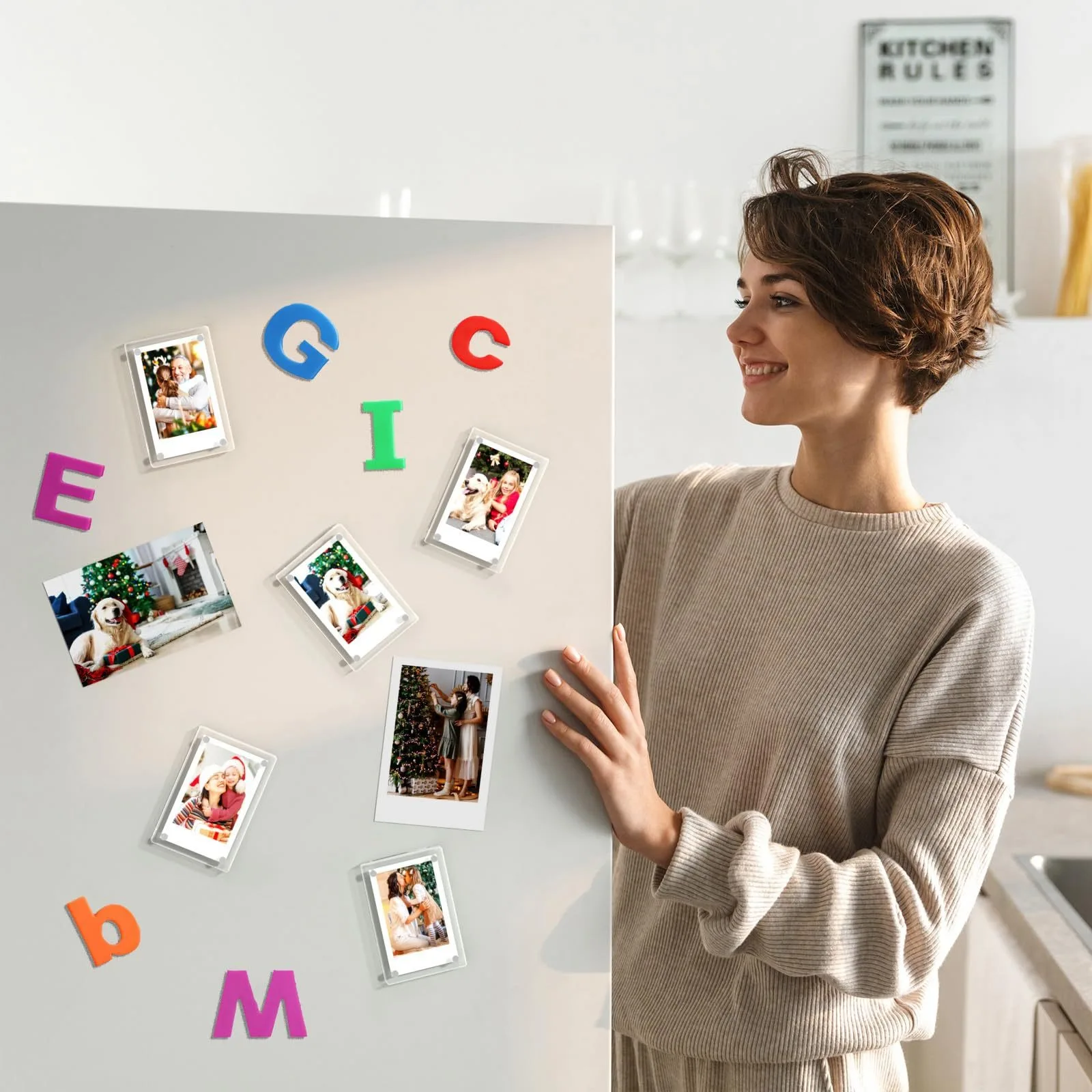 Custom Clear Acrylic Block Photo Frame Double Sided Strong Magnetic Polaroid Picture Frame Transparent Plastic Small Decor