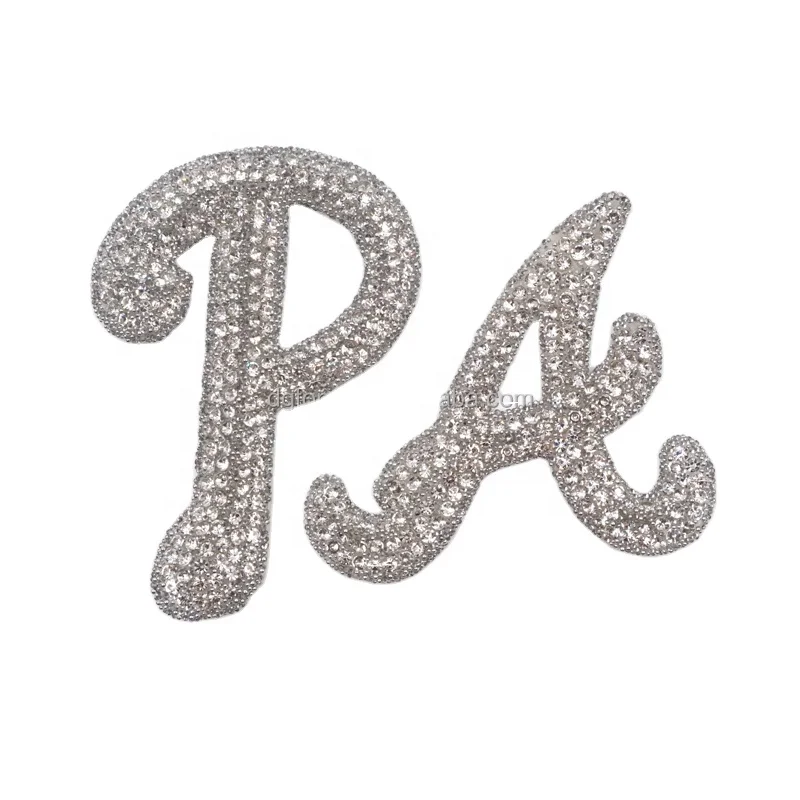 Free sample Custom Design Bear rhinestone Patch 3D Embroidery Applique For Clothing