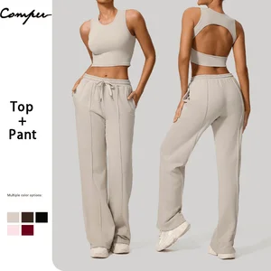 High Quality Outdoor Sportswear Yoga Wear High Waist Pants Yoga Set with Tank Top for Women Fitness Sports Shirt Gym Yoga Sets