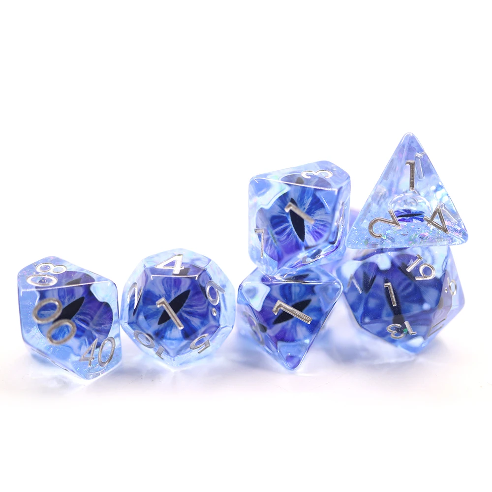 σετ ζαριών Blue Dragon Eye 7 τεμ. Πολύεδρο Στρογγυλεμένες ακμές για παίκτες Dungeons and Dragons
