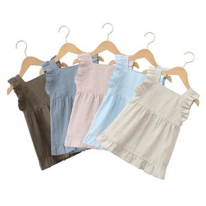 Direct Manufactory Price Children Summer Ruffle Knee-Length Girls Dresses Sleeveless Casual Baby Dress