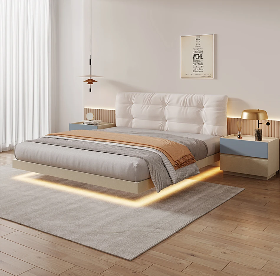 Modern Floating Bed Frame Queen King Size Low Platform Bedroom 