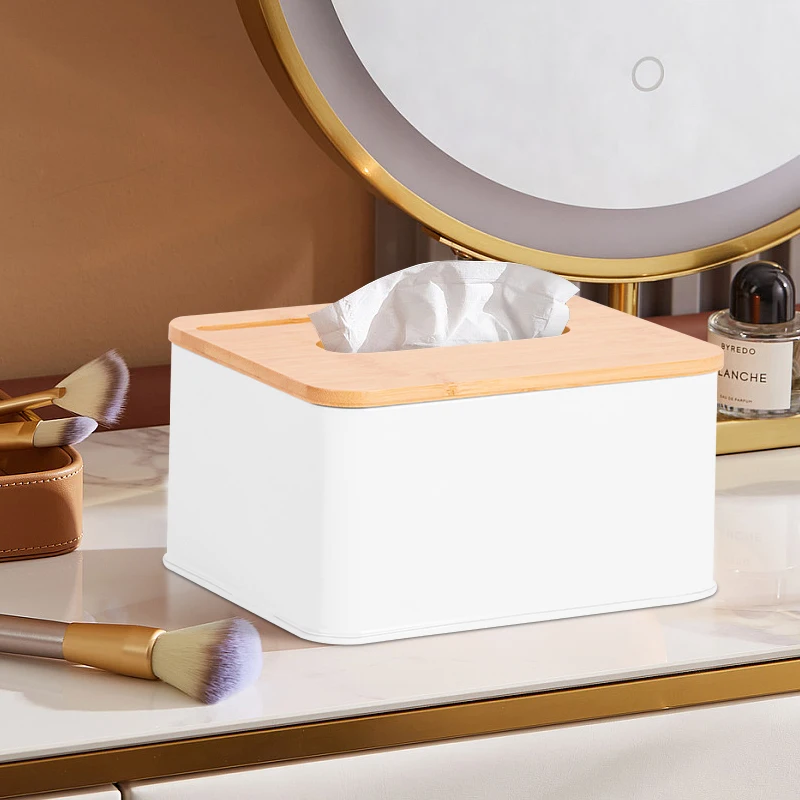 Ecologic Tissue Box Holder Rectangular Container Home and Restaurant Tissue Box L-holder Bamboo Lid