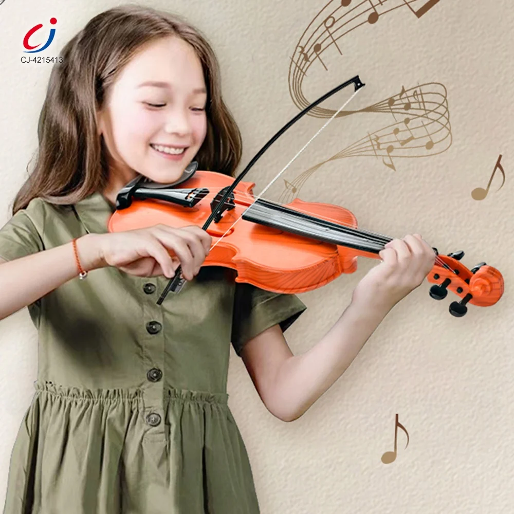 Chengji Violin Toy Kids Educational Musical Instrument Adjustable Peg Timbre Realistic Wood Grain Classic Toy Violin