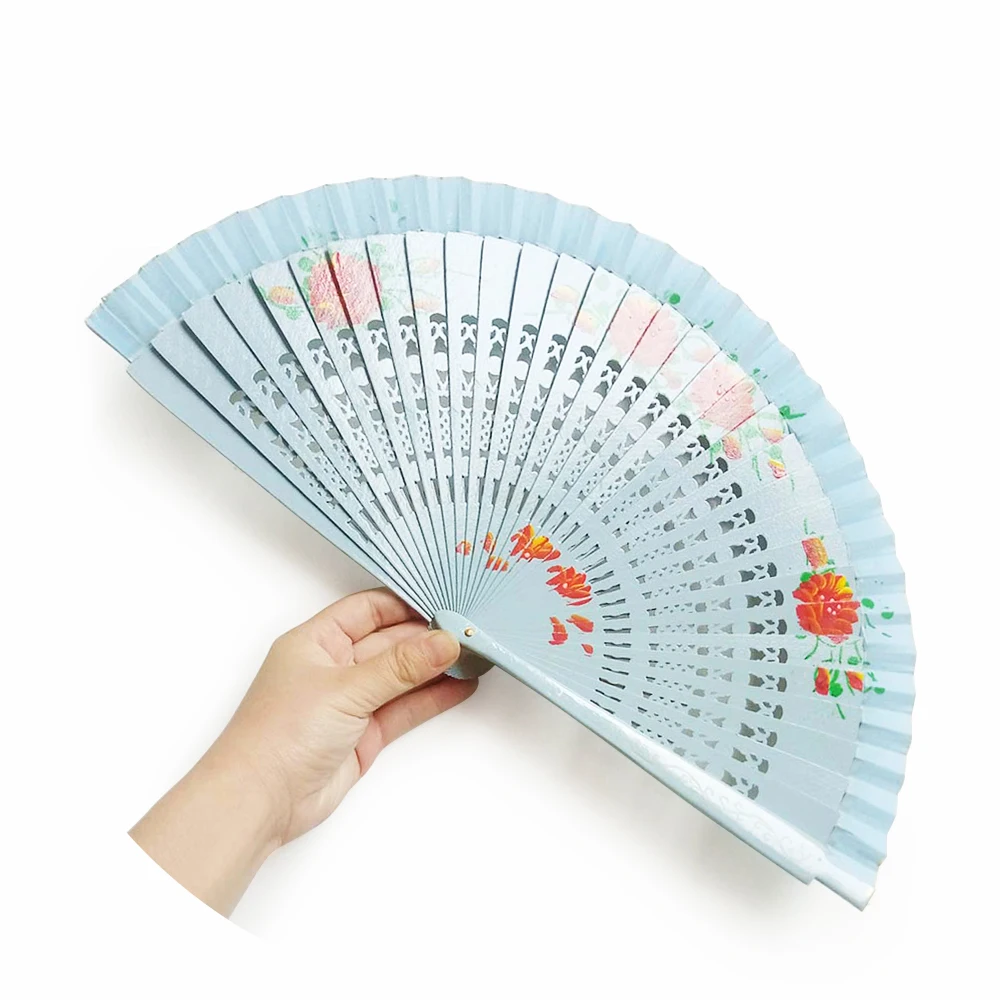 
 2019 деревянный веер ручной росписи с различными цветами и цветами  