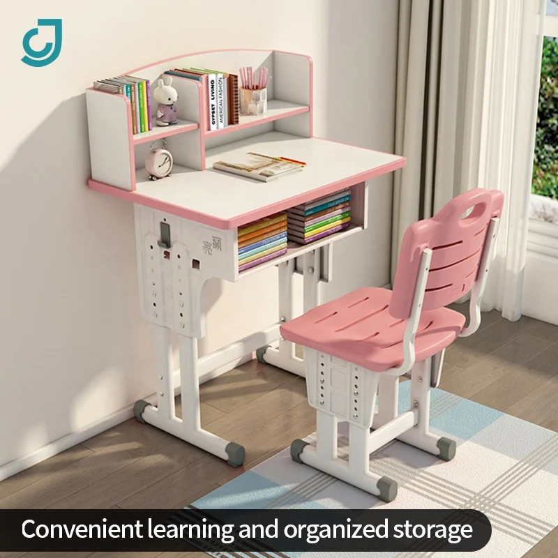 New Design Children's Learning Desk With Bookshelf Home Furniture Height Adjustable Kids Study Table and Chair Set for Child