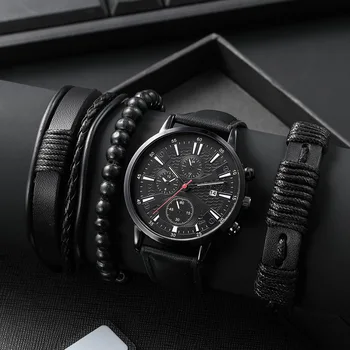 LIANDU 6042 Men's Quartz Wristwatch With PU Leather Band & 3