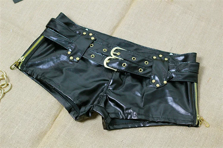 2021 Women Sexy Club Short Pants Slim Bandage Mini Leather Shorts With Belt
