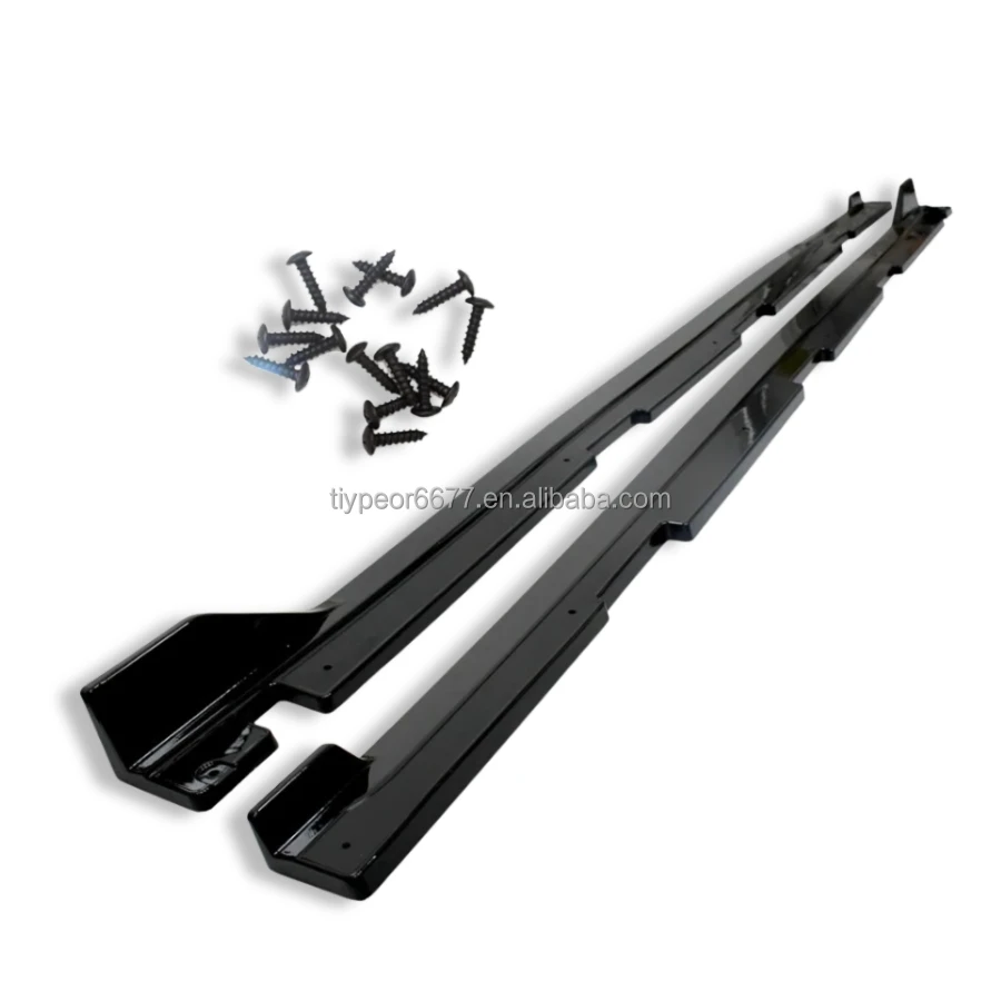  glossy black abs plastic style side skirts extension panel lip-5