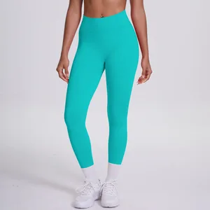 High Waisted Seamless Solid Color Tight Yoga Pants Quick Drying Breathable Outdoor Running and Fitness Pants