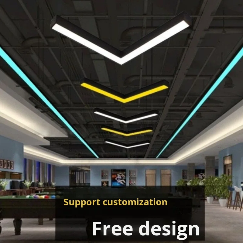 Lampe suspendue décorative pour bureau, salle de sport, couloir ou allée — Style épuré pour studio — Éclairage d'ambiance — Structure en fer artistique — Noir / Jaune / Bleu