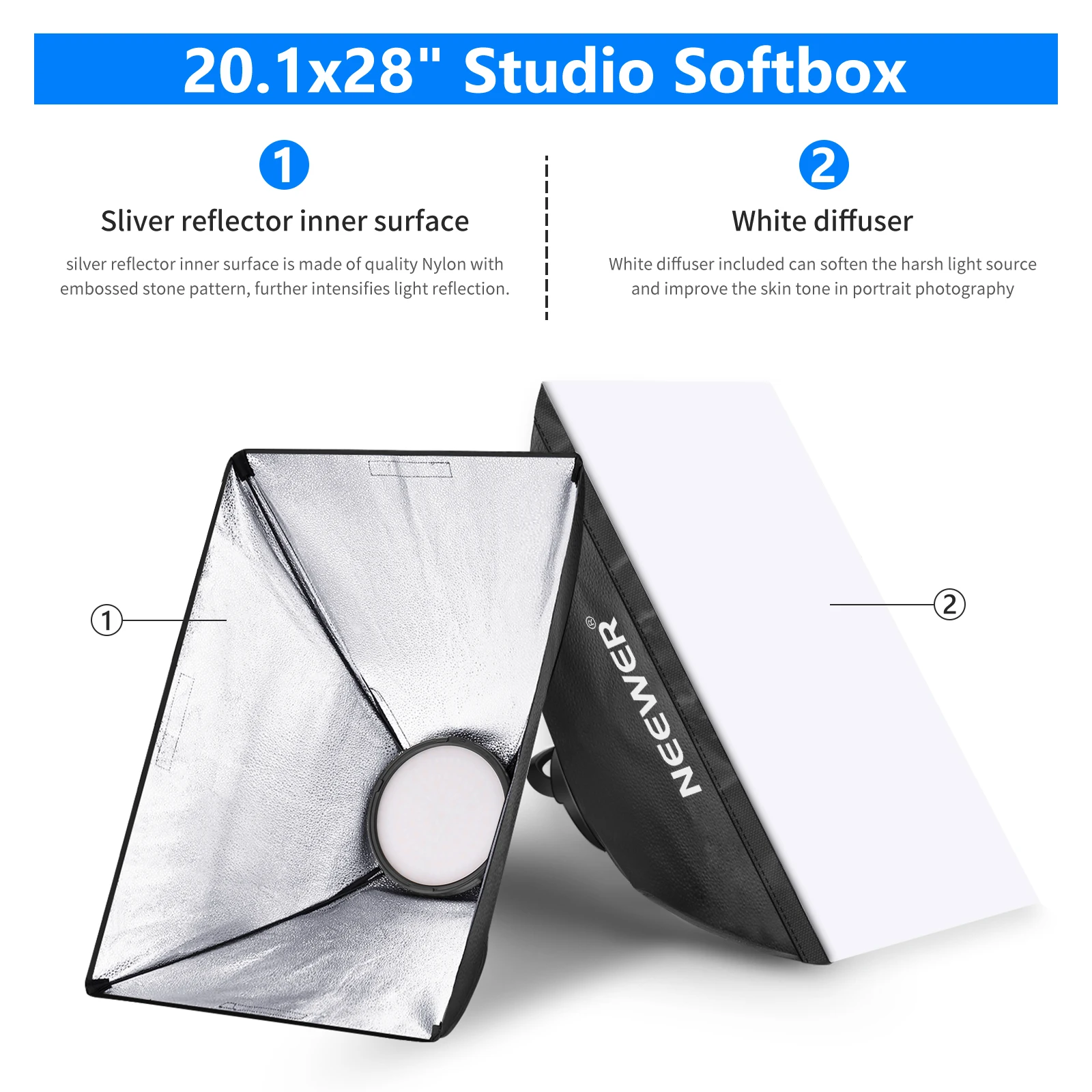 Neewer RGB LED Softbox Lighting Kit 3-Pack 48W Dimmable Lights