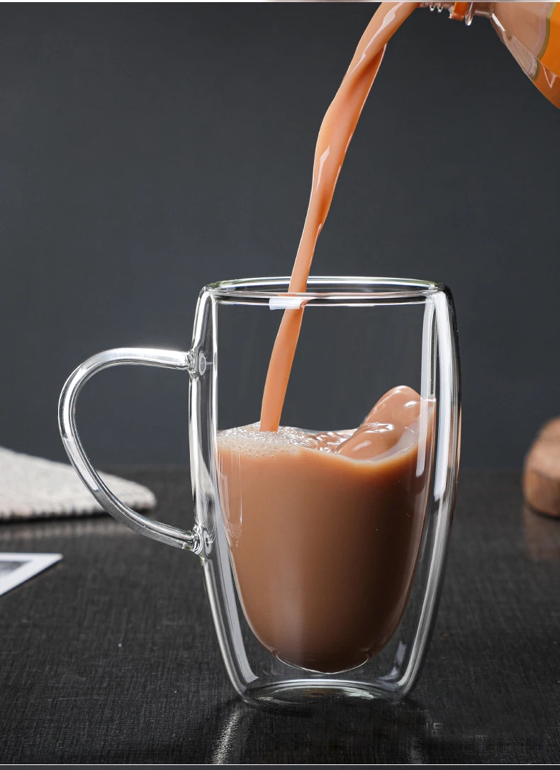 Hot Sale Double Wall Insulated Double Glass Coffee Mug Drinking Clear