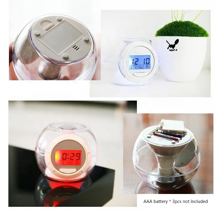 Digital Desk Table Alarm Clock Calendar Countdown Timer Electronic with Nature Sound Music Ringer Creative Gifts apple Shape